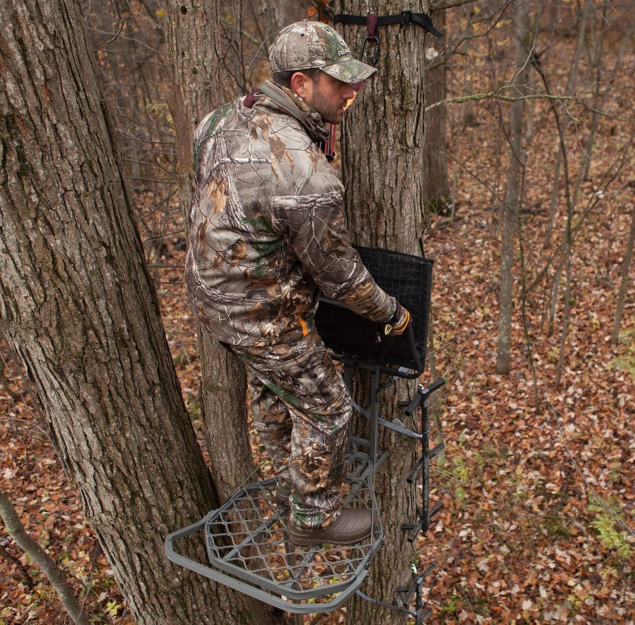 Hawk Helium Kickback LVL Hang-On Tree Stand with Leg Extension Footrest (2 Pack) - VMInnovations