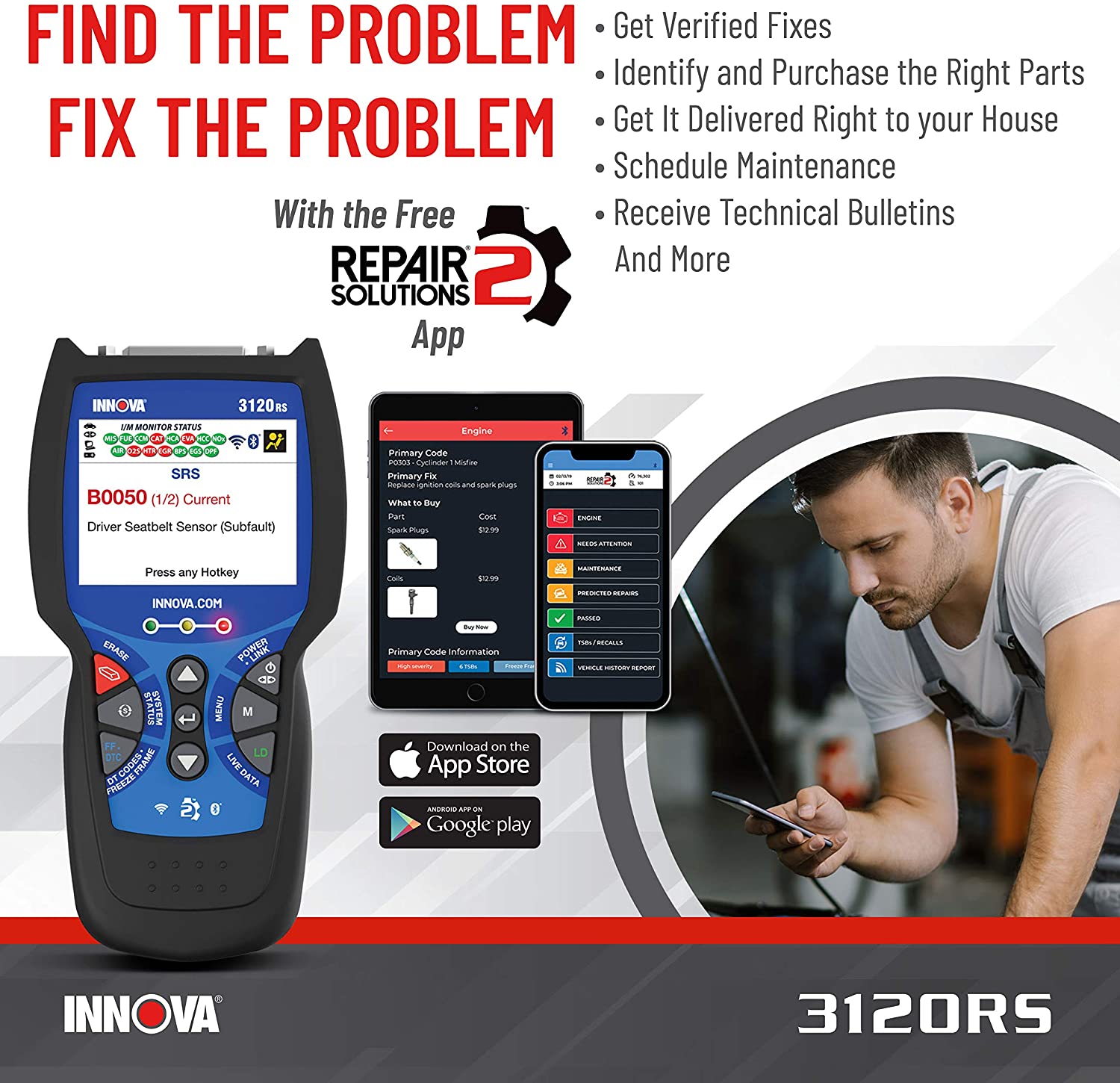 INNOVA FixAssist Bluetooth Code Reader Vehicle Diagnostic Scanner Tool (Used)