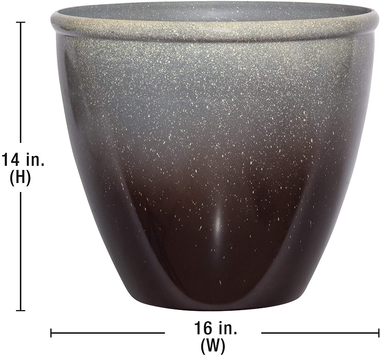 Suncast Seneca 16" Diameter Ombre Planter Flower Pot, Bronze/Brown (Open Box)