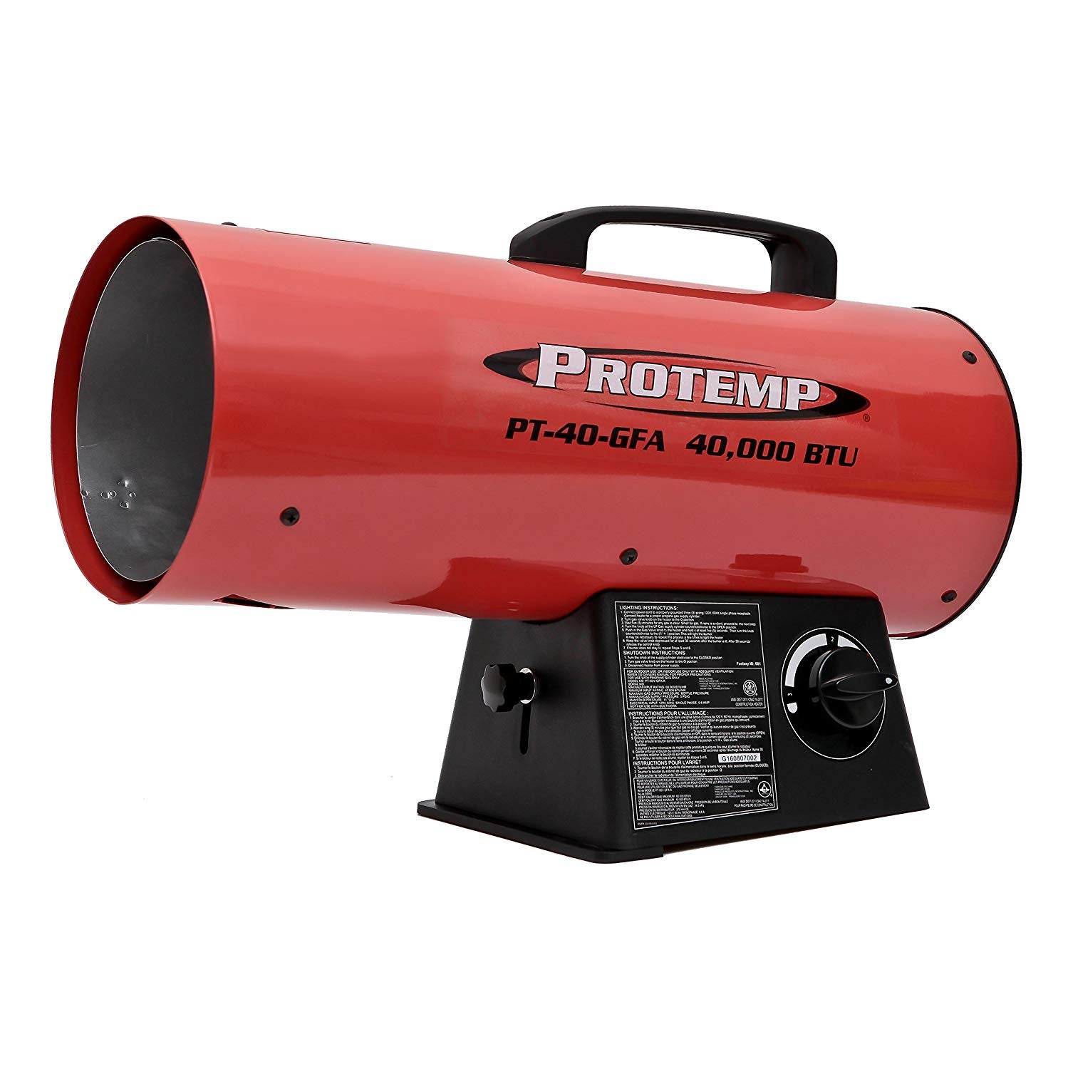 ProTemp 40,000 BTU Propane Powered Forced Air Torpedo Heater, Red (Open Box)