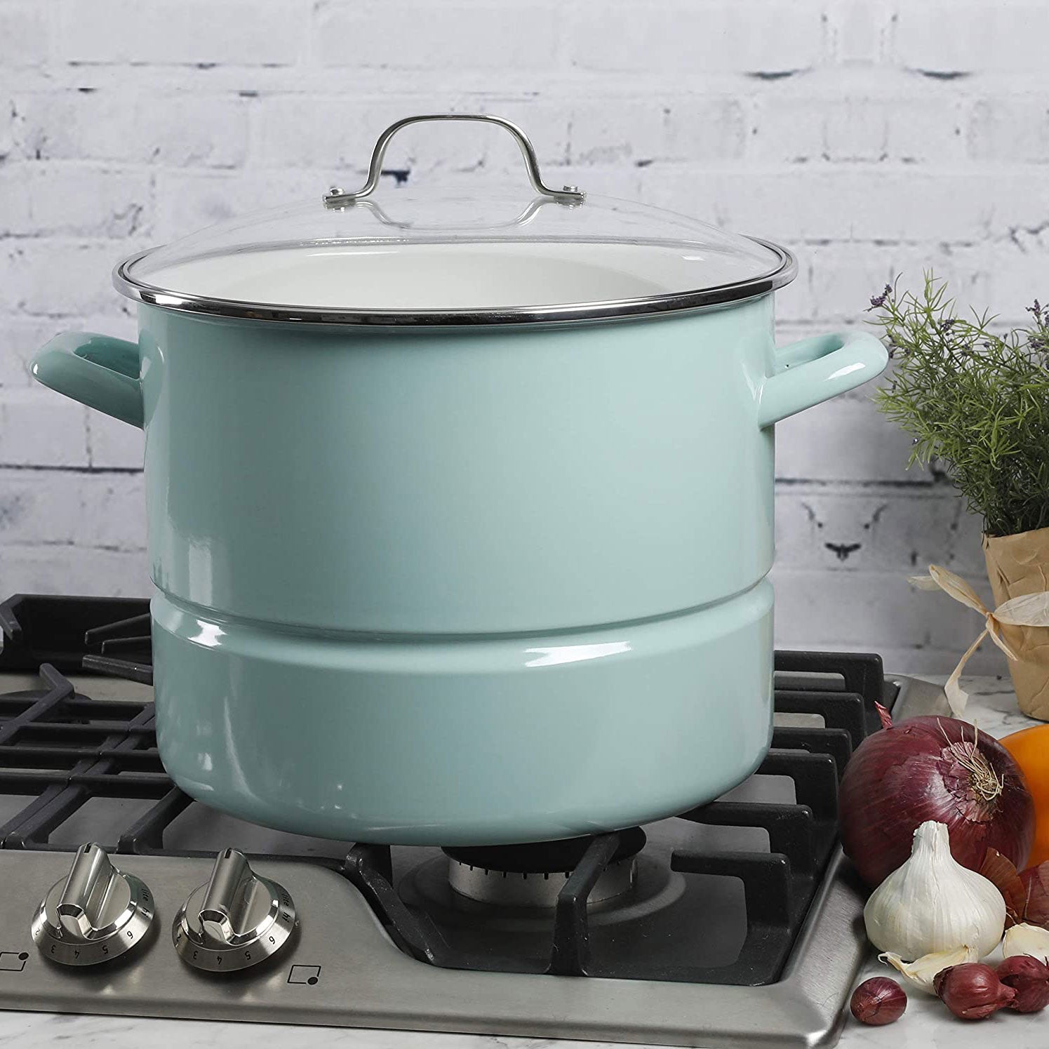 Kenmore Broadway Stainless Steel 16 Quart Steamer Stock Pot with Lid (Open Box) - VMInnovations