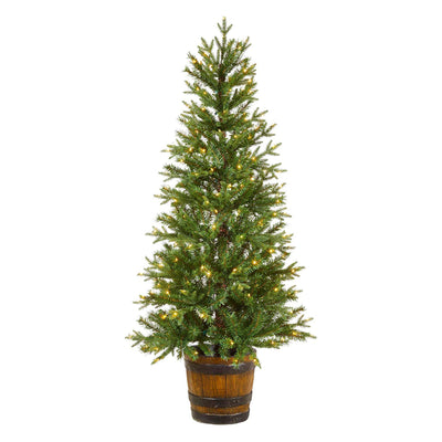 NOMA 5-Ft Arctic Spruce Artificial Warm White LED Pre-Lit Potted Christmas Tree