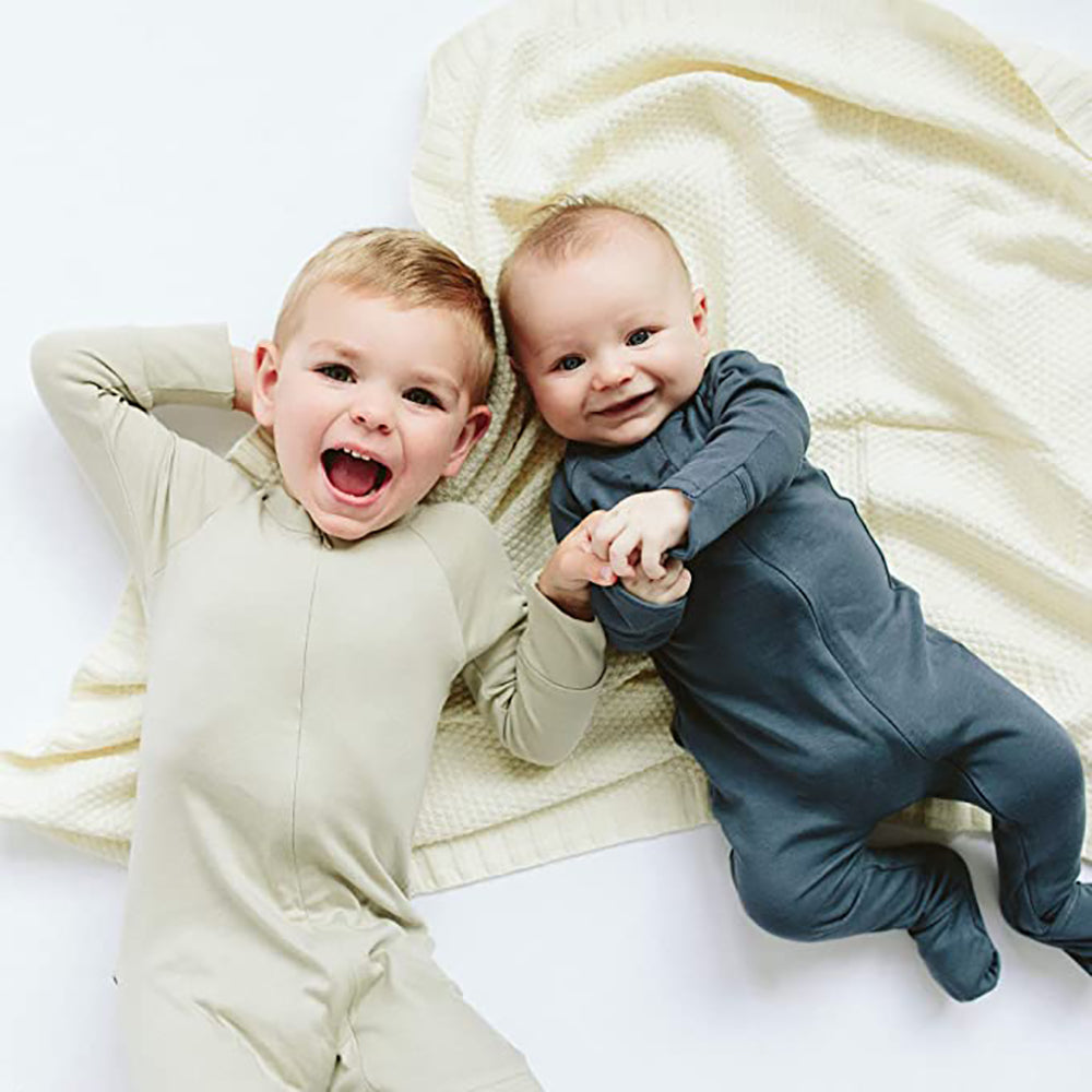 Goumikids Unisex Baby Footie Pajamas Organic Sock Sleeper Clothes, 0-3M Pewter