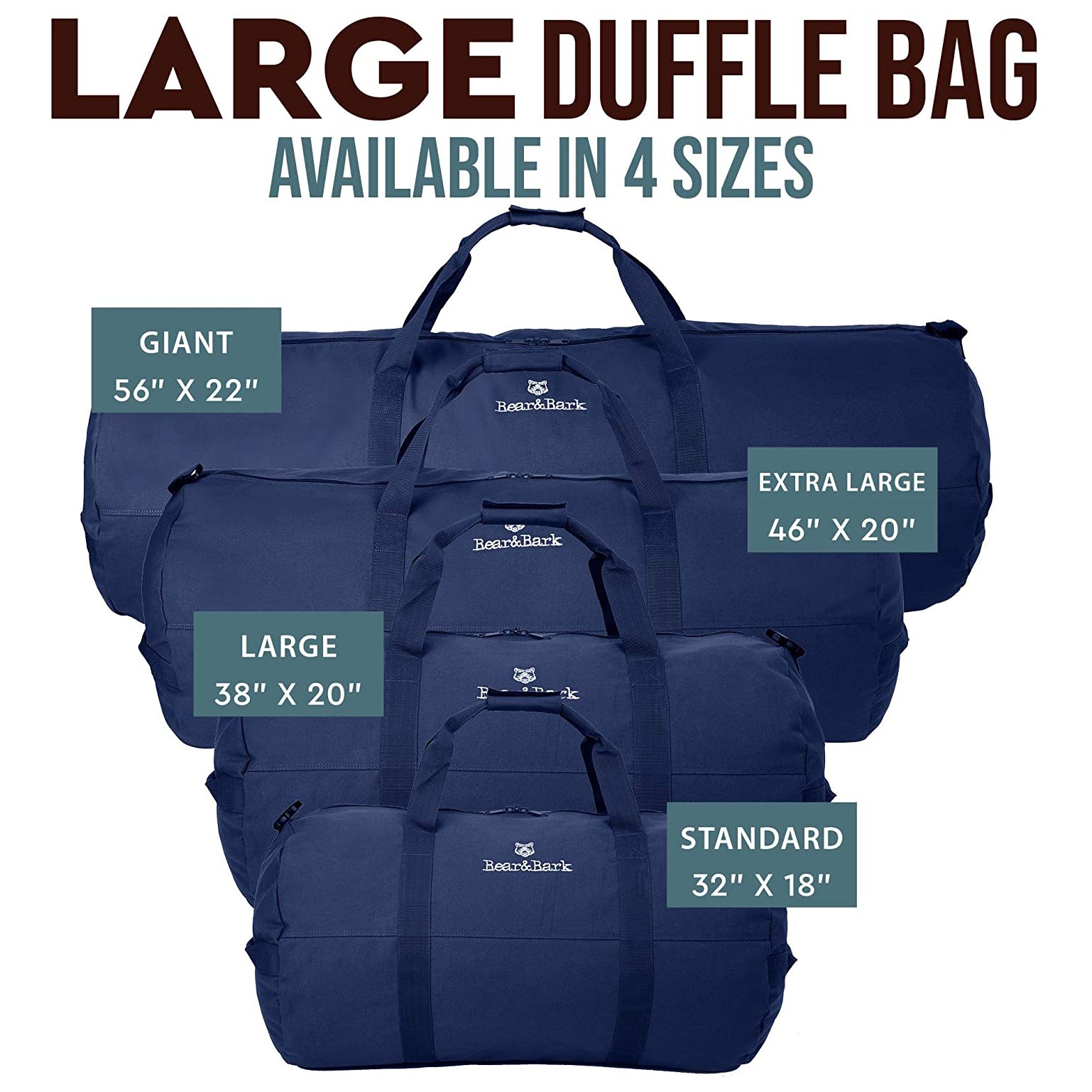 Bear&Bark 38 x 20 Inch Military Travel Duffel Bag with Strap, Blue (Open Box)