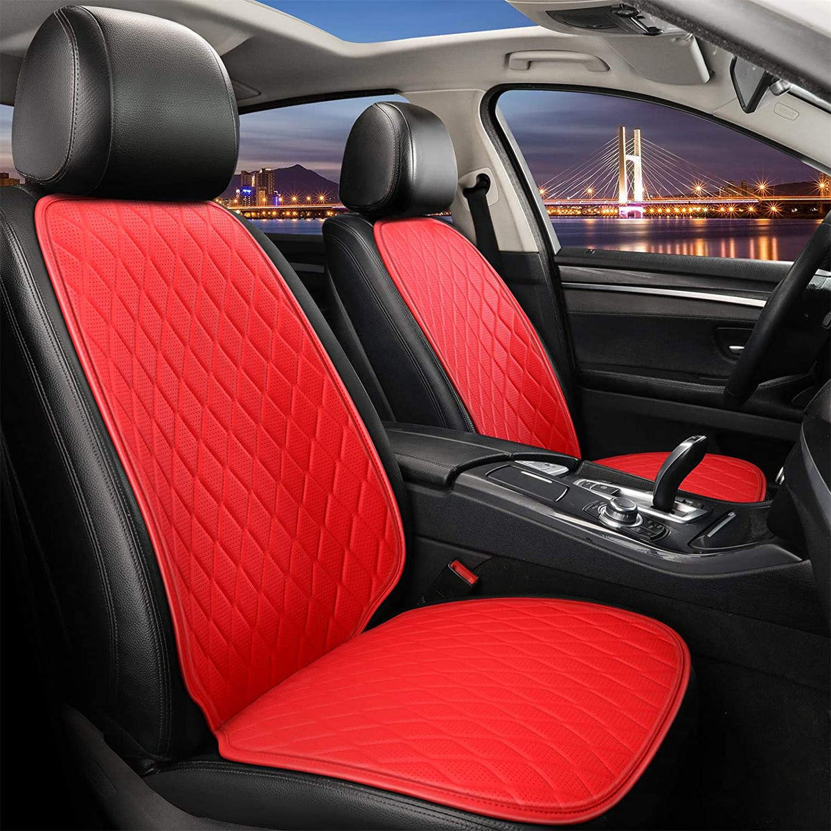ISFC INSURFINSPORT Leather Front Car Seat Cover, Black and Red (For Parts)