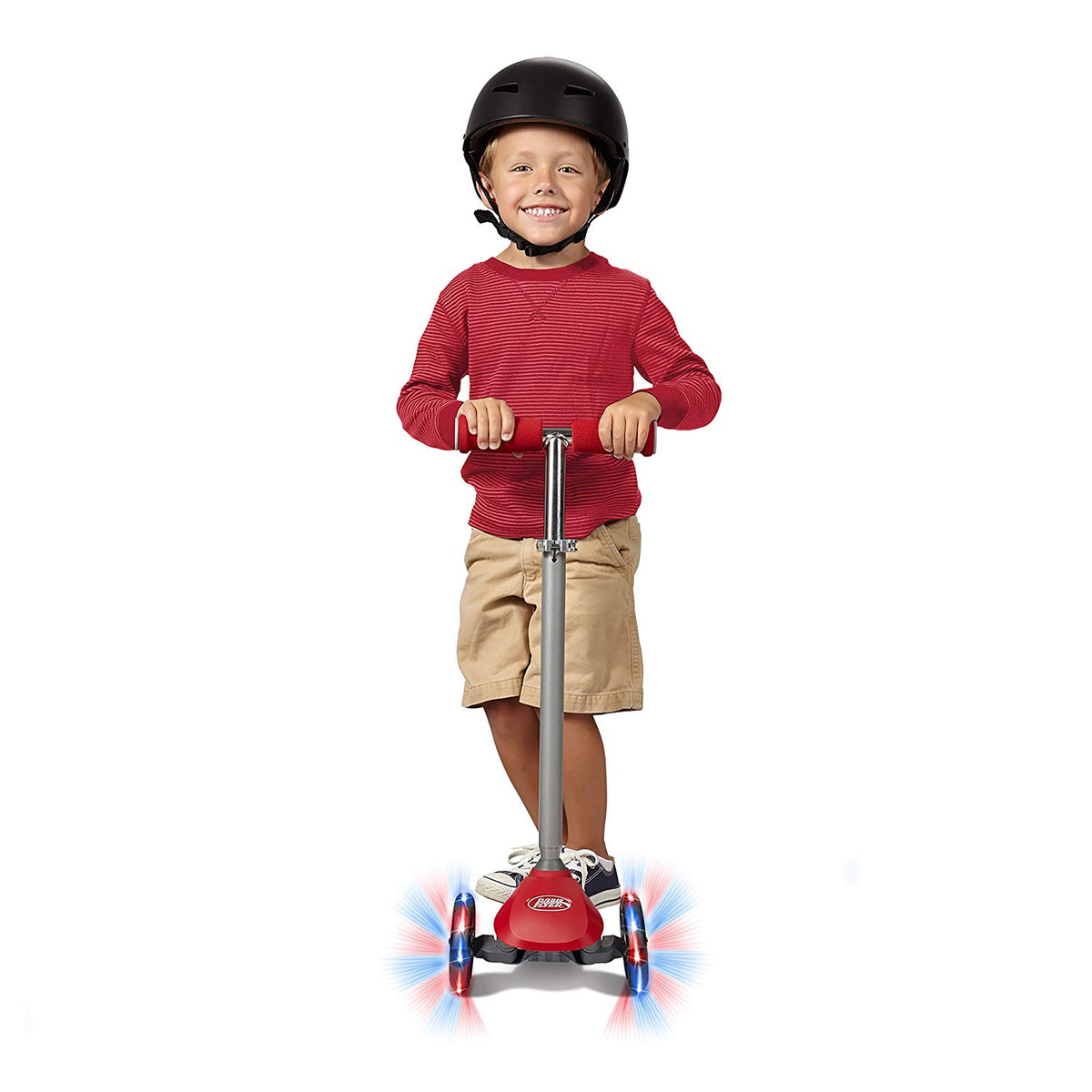 Radio Flyer Lean 'N Glide Kids 3-Wheel Scooter with Light Up Wheels, Red (Used)
