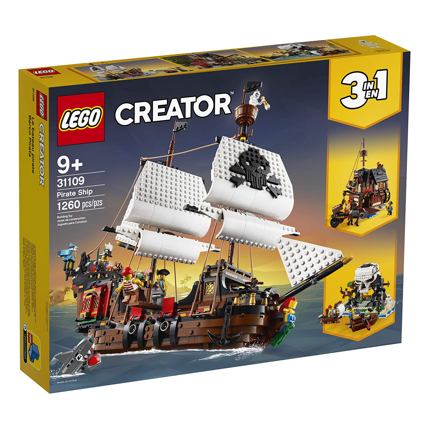 LEGO Creator 31109 Pirate Ship 1264 Piece Set Block Building Set w/ Minifigures - VMInnovations