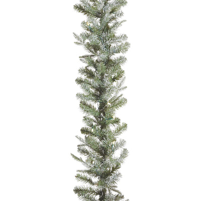 NOMA Frosted Fir 9 Foot Pre Lit Christmas Garland Home Holiday Mantle Decor