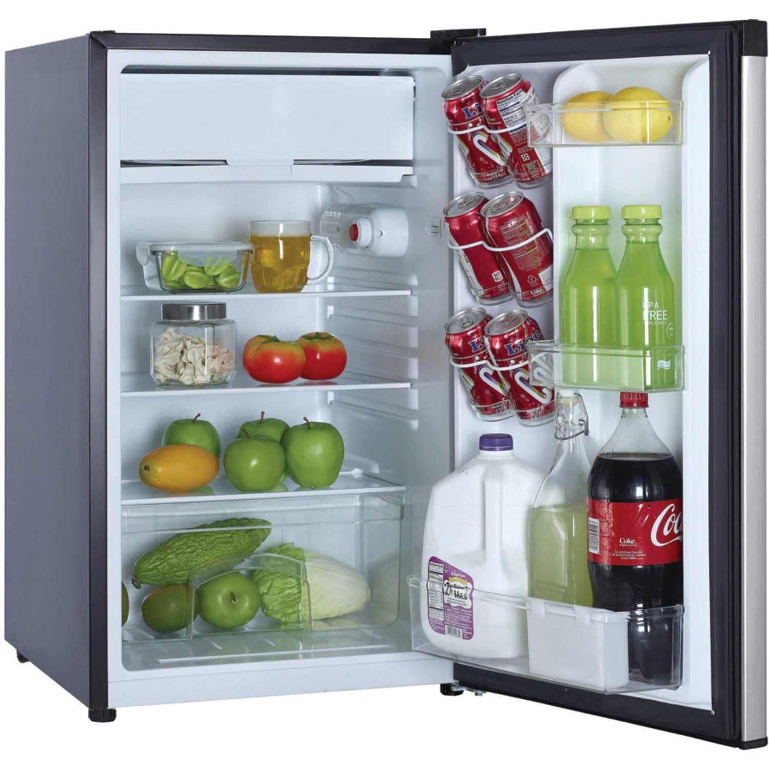 Magic Chef 4.4 Cubic Feet Compact Mini Refrigerator & Freezer, Silver (Open Box)