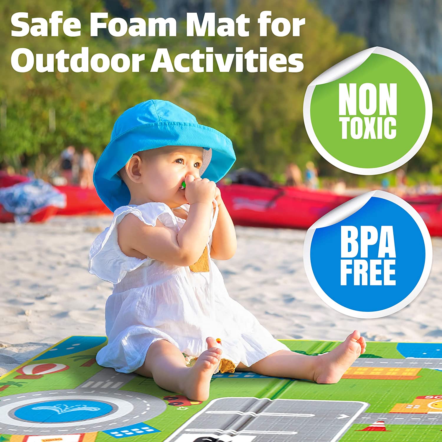 Hape E8372 Large 2 Sided Reversible Baby Activity Foam Foldable Play Mat (Refurbished)