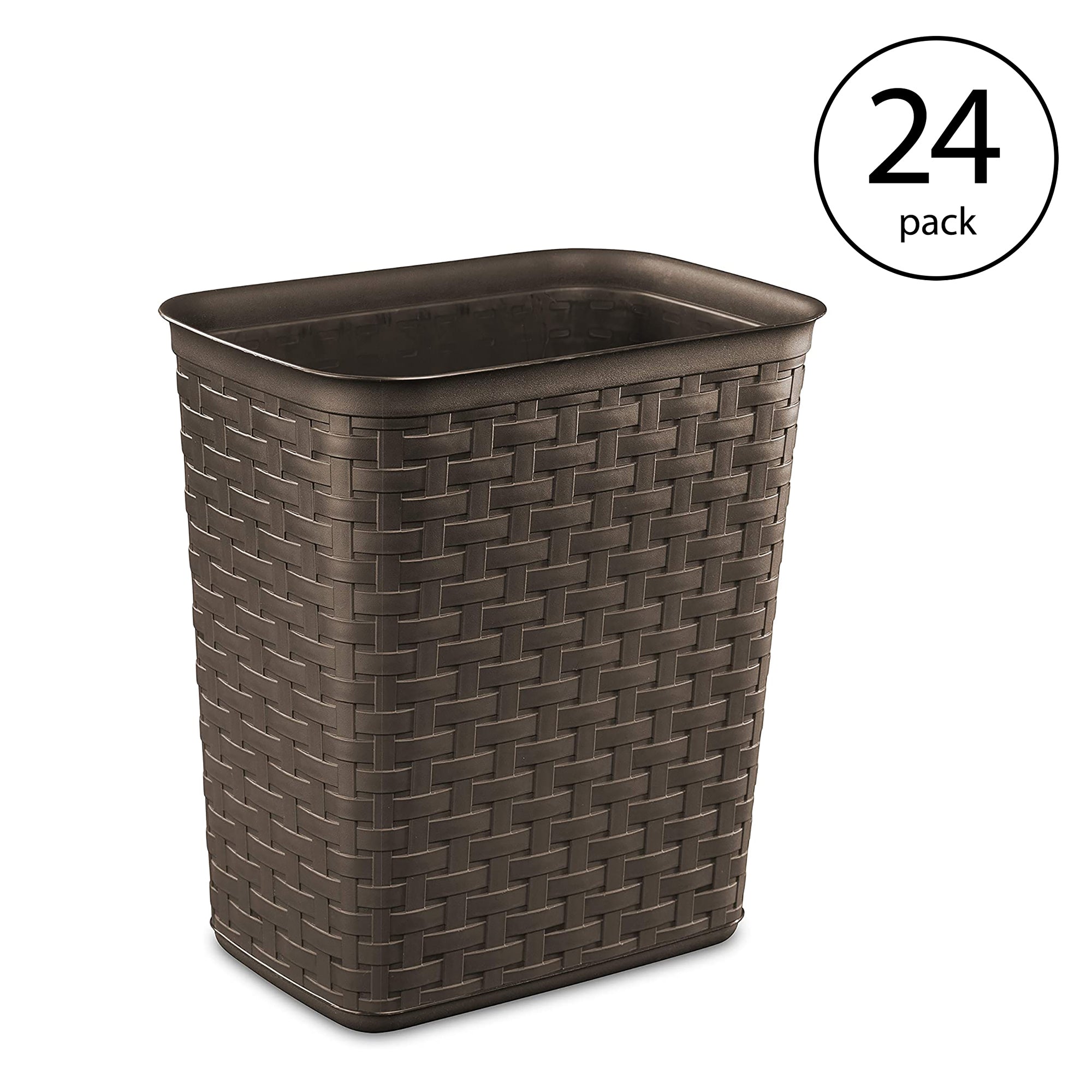 Sterilite Weave 3.4 Gallon Plastic Home & Office Wastebasket Trash Can (24 Pack)