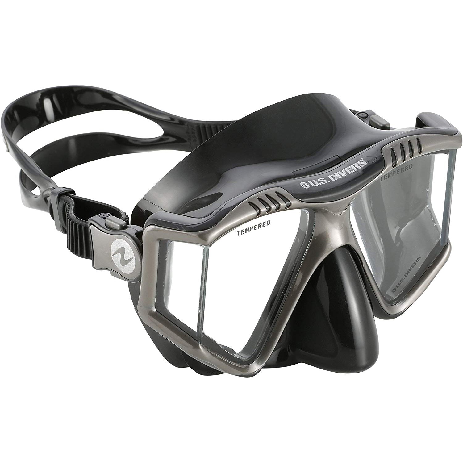 U.S. Divers Lux Purge Grenada LX Snorkel Mask with GoPro Mount, Gun Metal (Used)