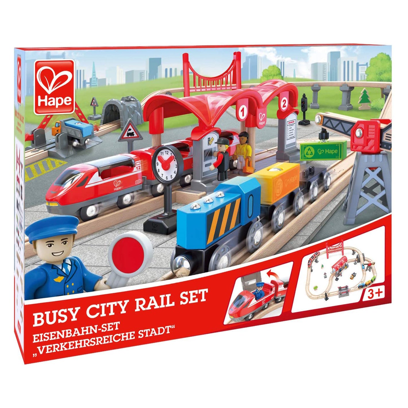 Hape City Magnetic Kids Play Freight Train Railway Station Toy Set (For Parts)