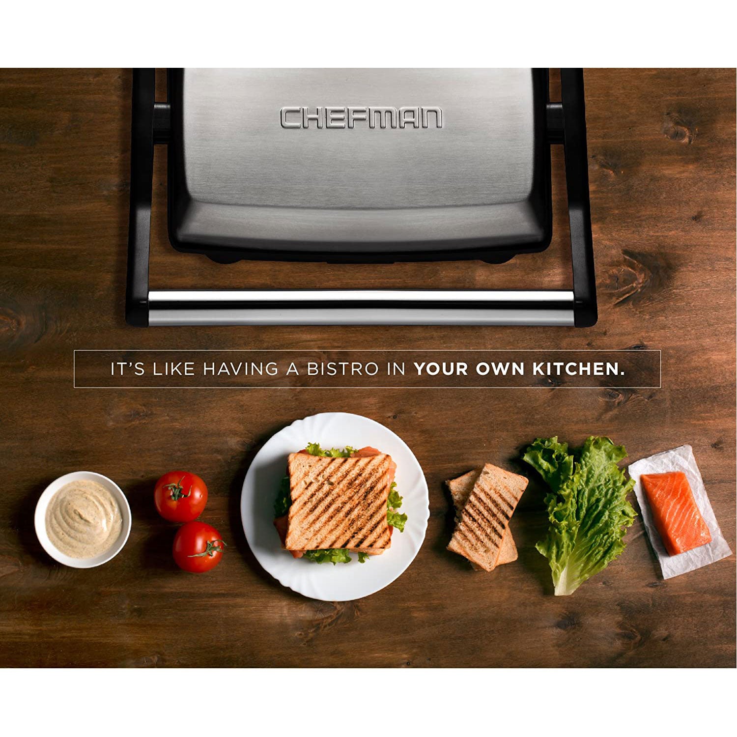 Chefman Panini Press Grill and Gourmet Sandwich Maker, Stainless Steel (Used)
