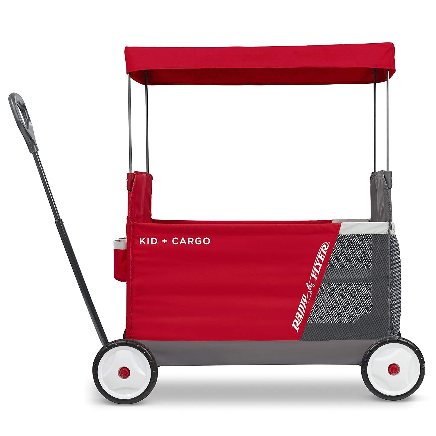 Radio Flyer Kid & Cargo Folding Wagon with 2 Seats and Canopy, Red (Open Box)