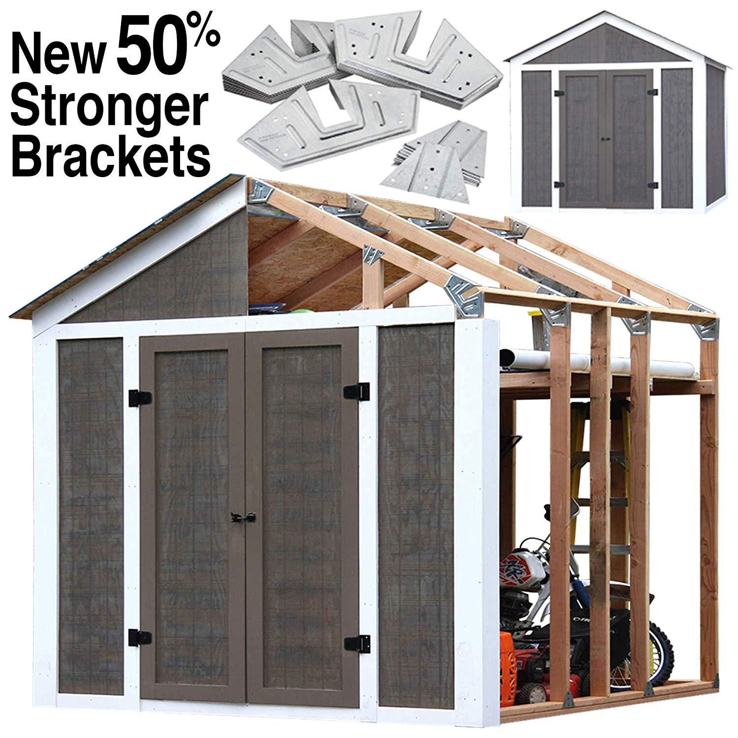 EZ Shed 3 Size Bracket Framer 7 ft x 8 ft DIY Framing Kit, Peak Style (3 Pack) - VMInnovations