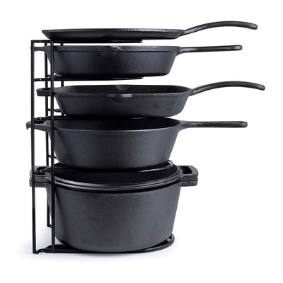 Cuisinel 15 In Heavy Duty Extra Large 5 Pan & Pot Organizer 5 Tier Rack, Black