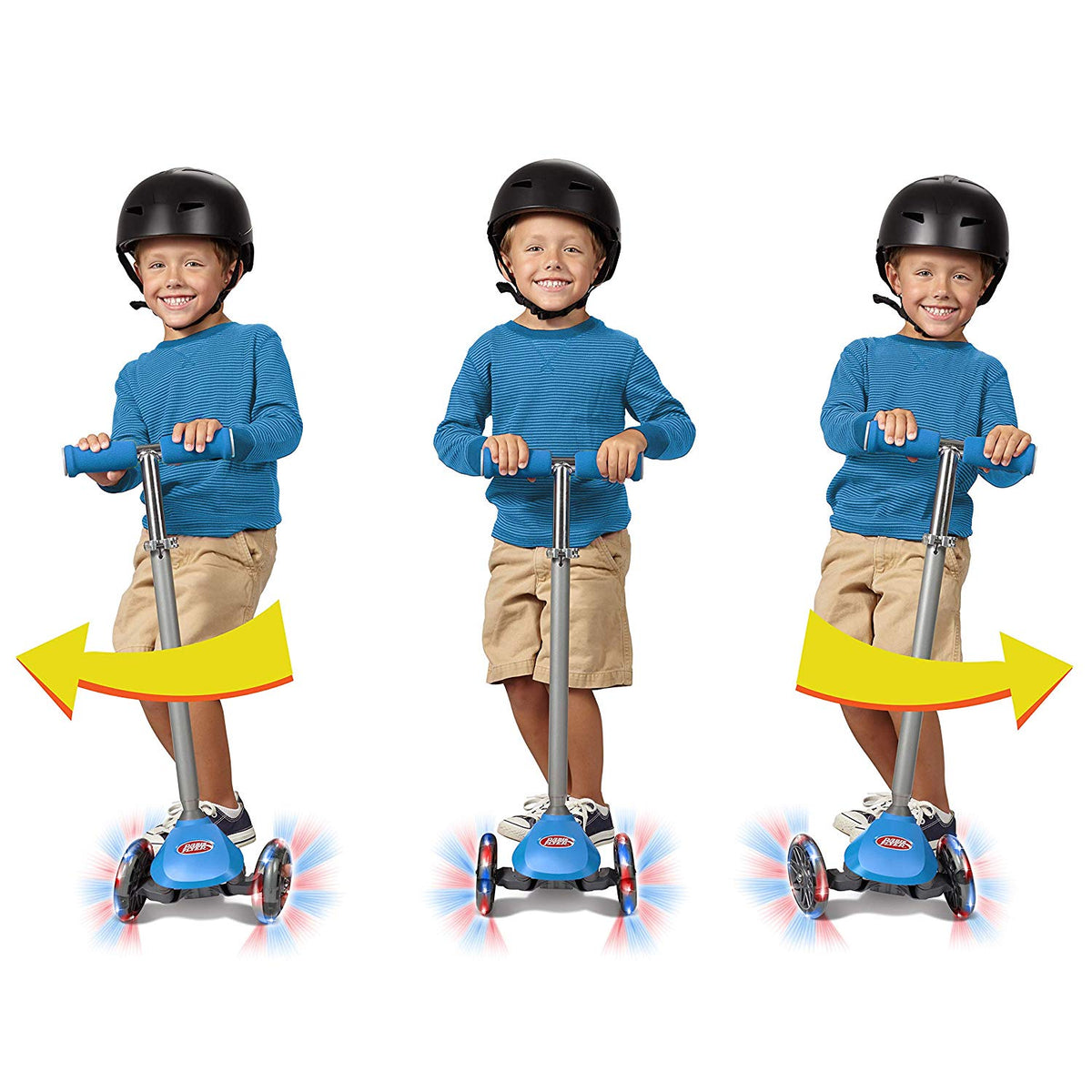 Radio Flyer 549BZ Lean 'N Glide Kids 3-Wheel Scooter with Light Up Wheels, Blue