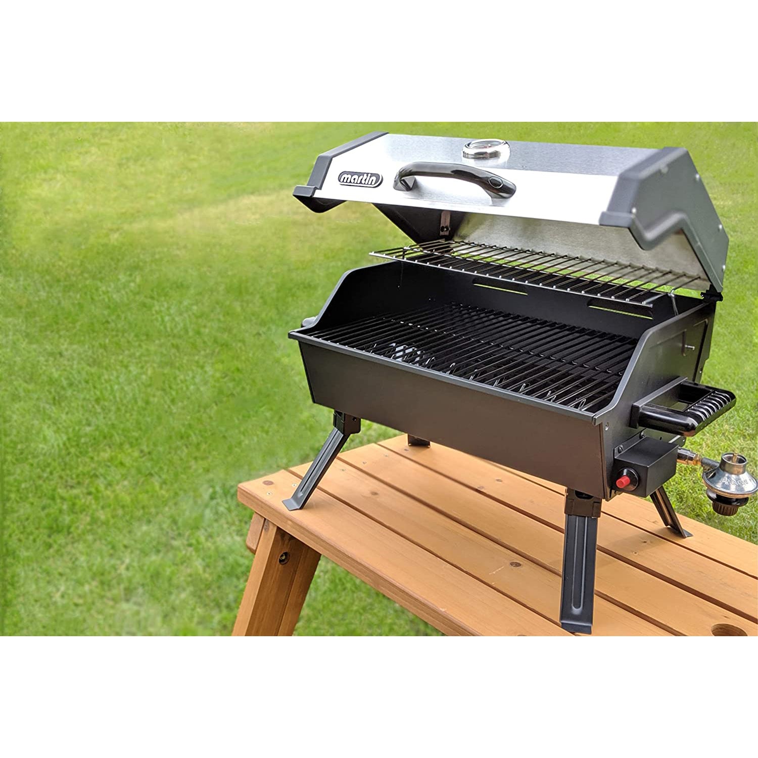 Martin 14,000 BTU Propane Bbq Gas Grill with Support Legs & Grease Pan(Open Box) - VMInnovations