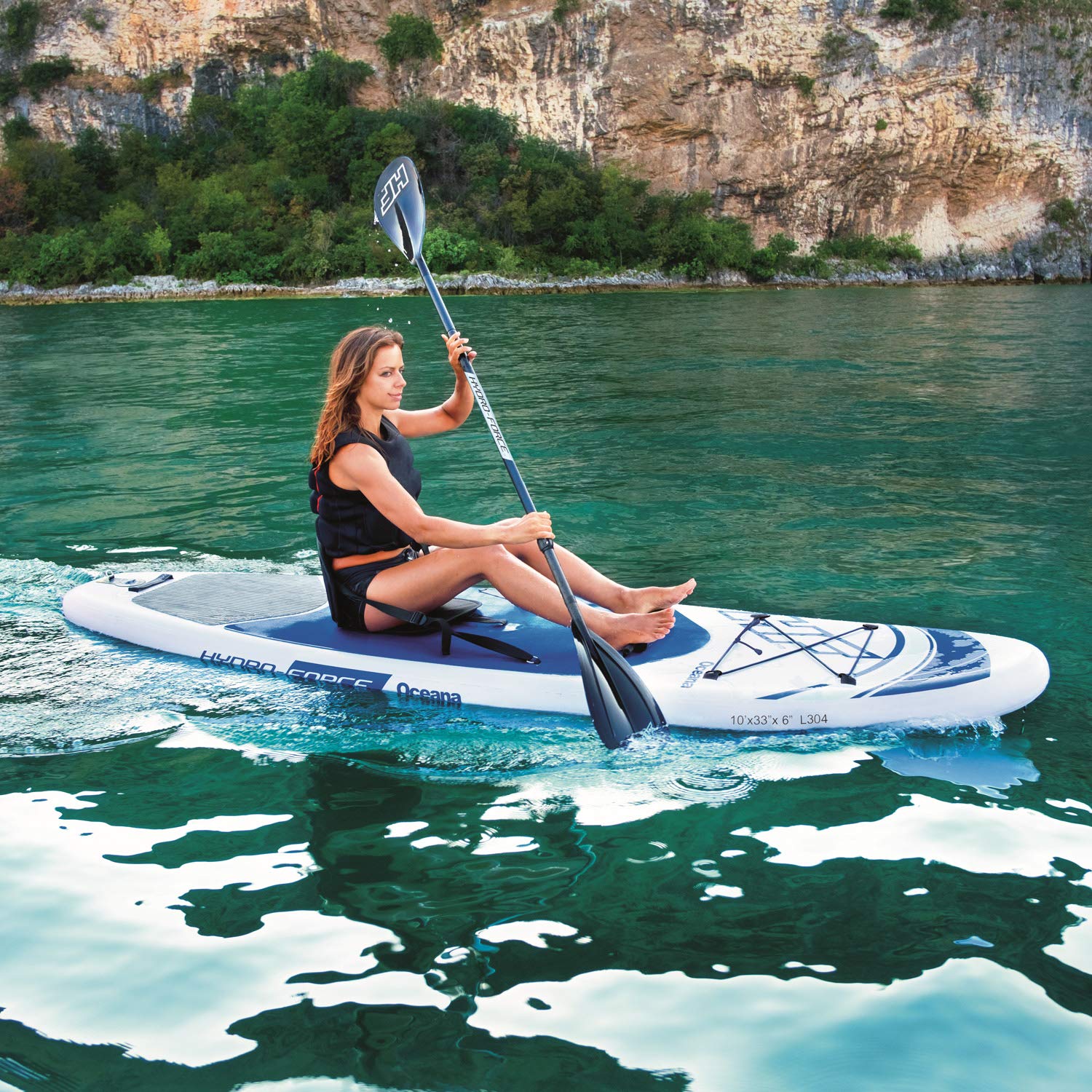 Bestway Hydro Force Inflatable 10 Foot Oceana SUP Stand Up Lake Paddle Board - VMInnovations