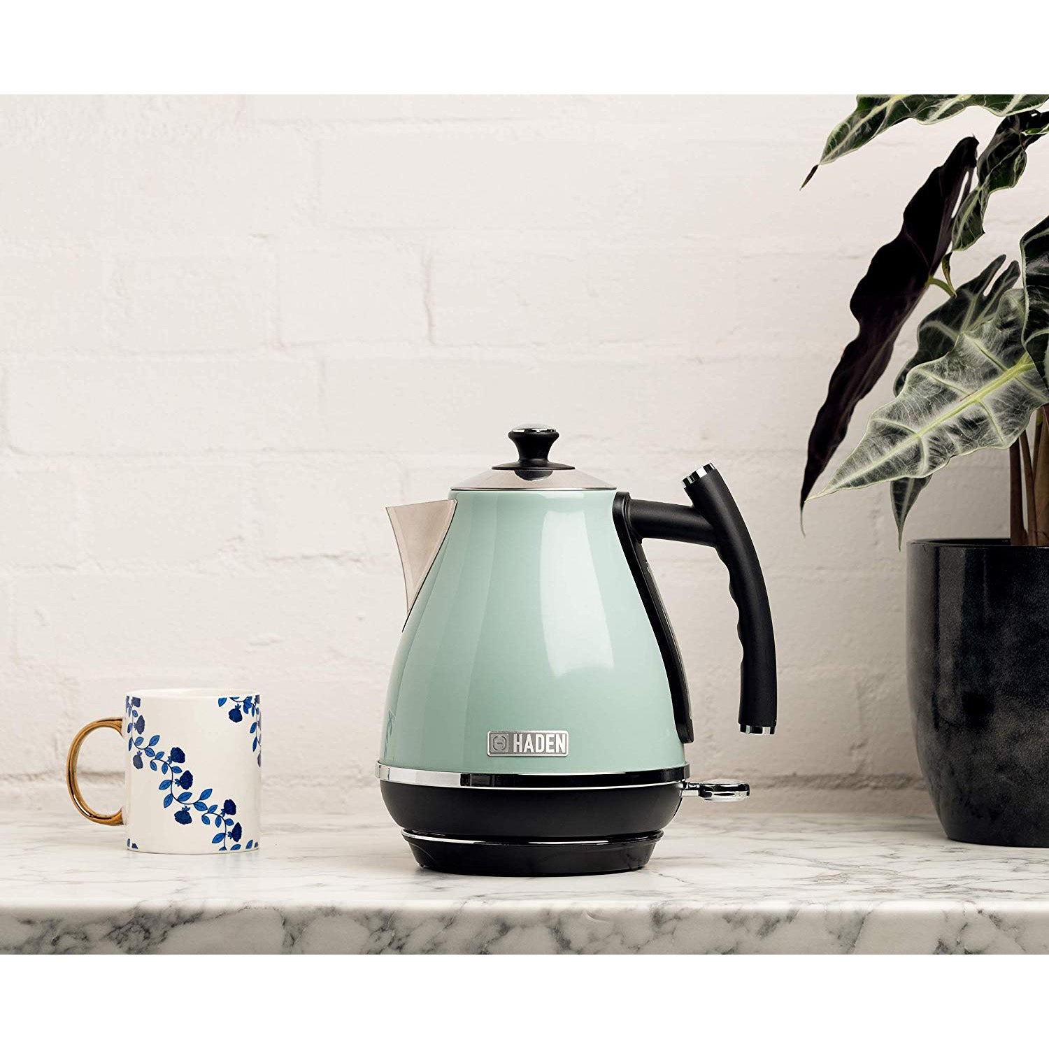Haden Cotswold 1.7 Liter Stainless Steel Body Retro Electric Kettle, Sage Green