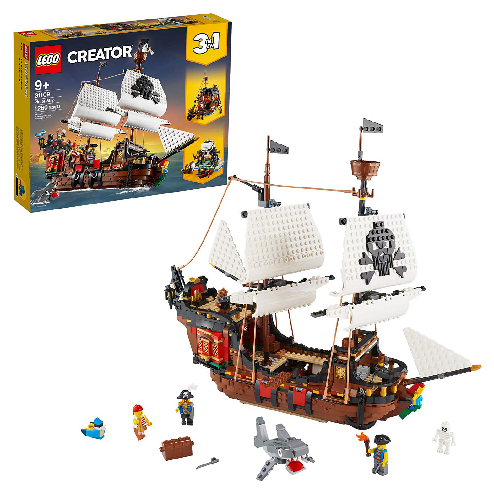 LEGO Creator 31109 Pirate Ship 1264 Piece Set Block Building Set w/ Minifigures - VMInnovations