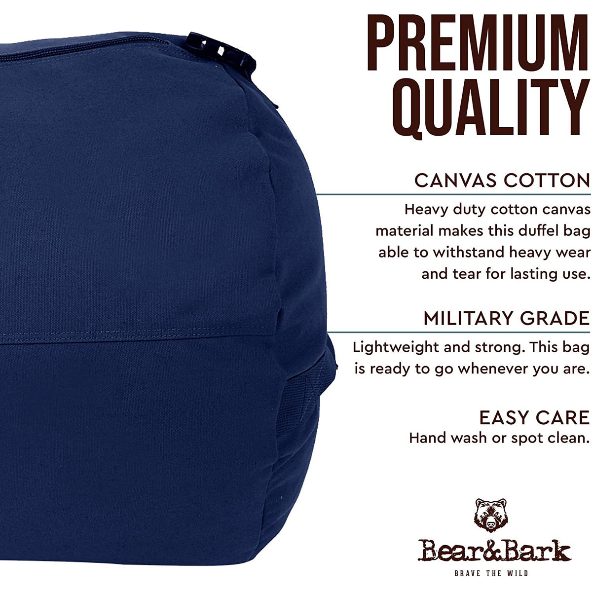 Bear&Bark 46 x 20 Inch Military Travel Duffel Bag with Strap, Blue (Open Box)
