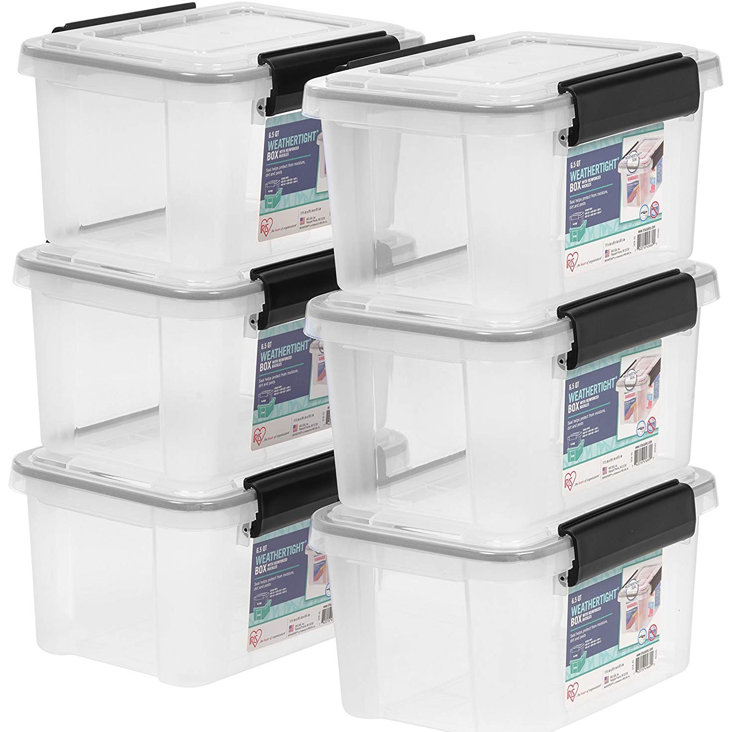 IRIS USA 6.5-Quart Stackable Plastic Clear Storage Box, 6 Pack (Open Box) - VMInnovations