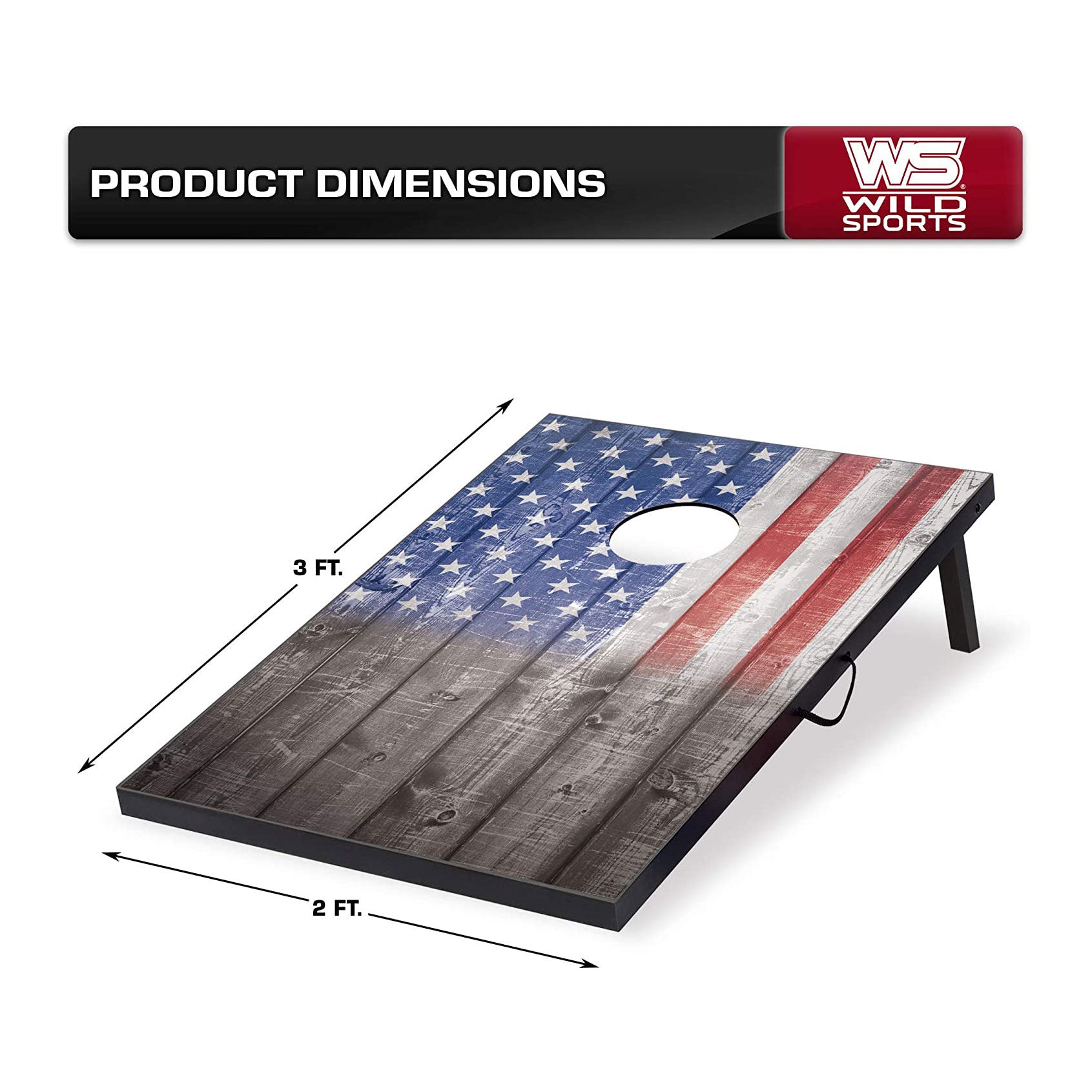 Wild Sports 2 x 3 Foot Stars and Stripes USA Flag Cornhole Outdoor Bags Game Set