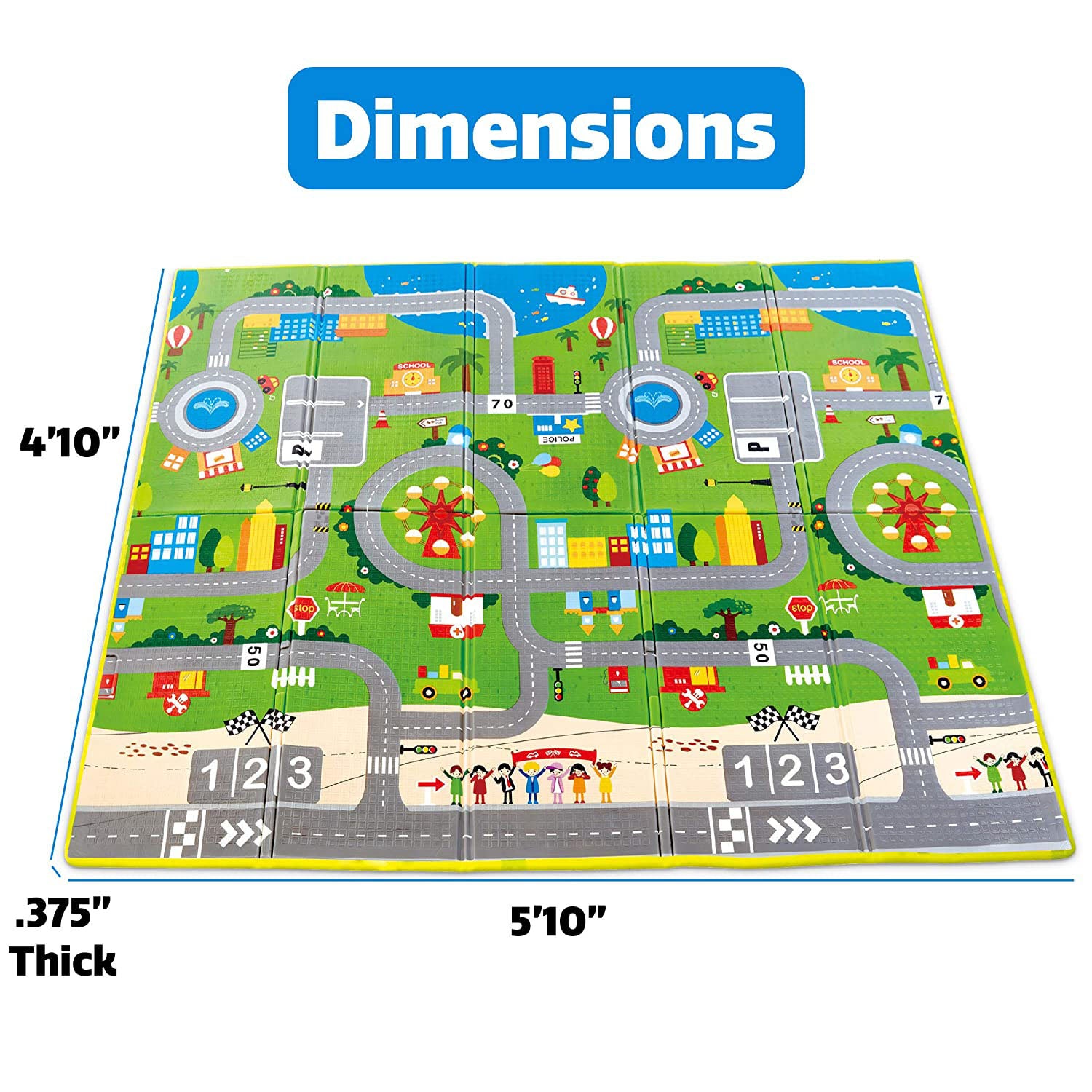 Hape E8372 Large 2 Sided Reversible Baby Activity Foam Foldable Play Mat (Refurbished)