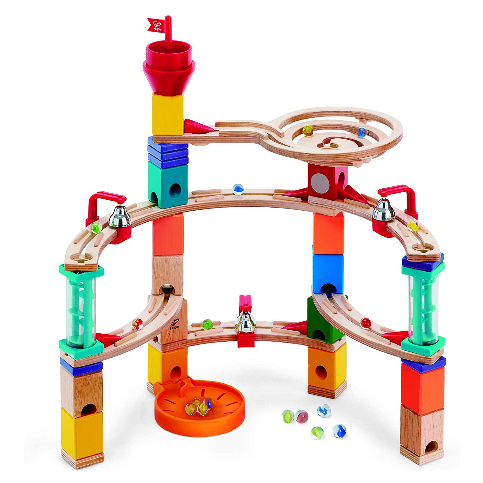 Hape E6019 Castle Escape Quadrilla Wooden Marble Run Construction Building Set