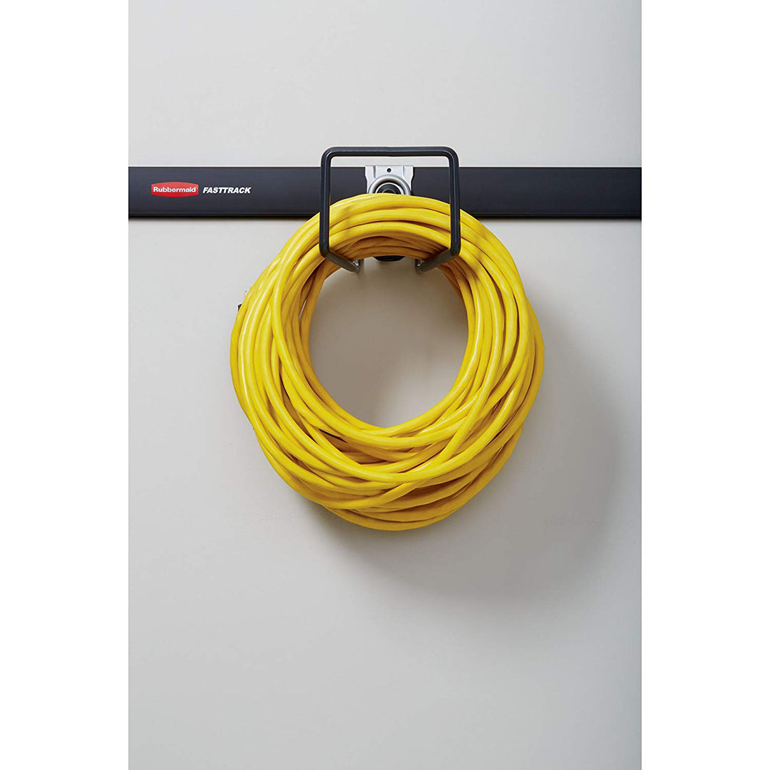 Rubbermaid FastTrack All in 1 Rail Garage Storage System Water Hose Hook, Black