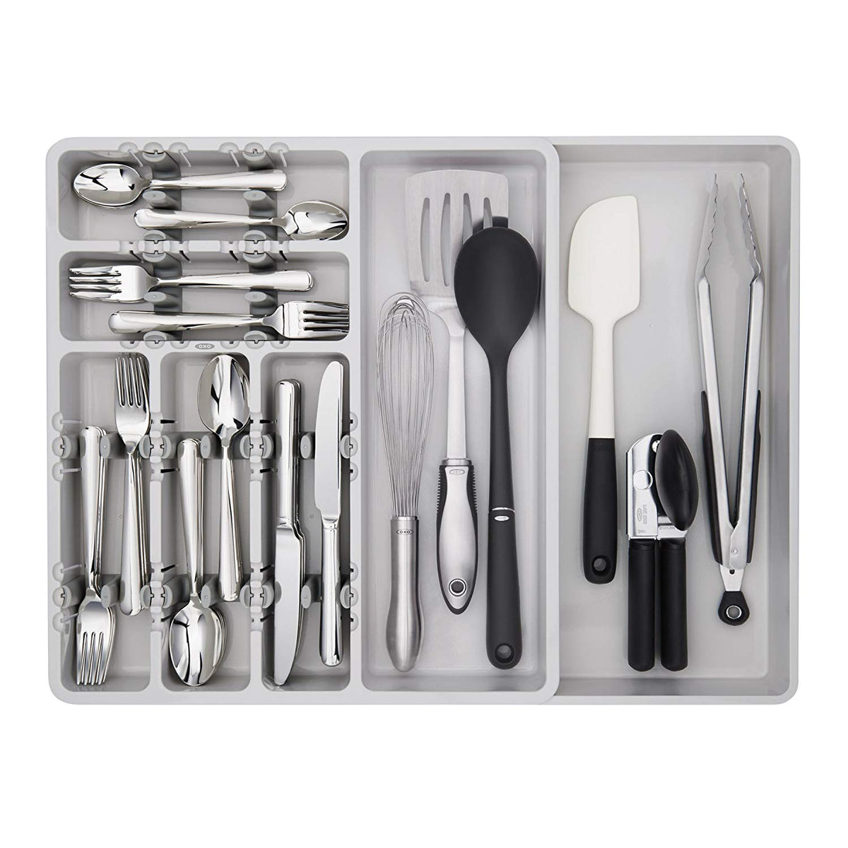 OXO Good Grips 15.5 Inch Large Kitchen Drawer Utensil Organizer, Gray (Used)