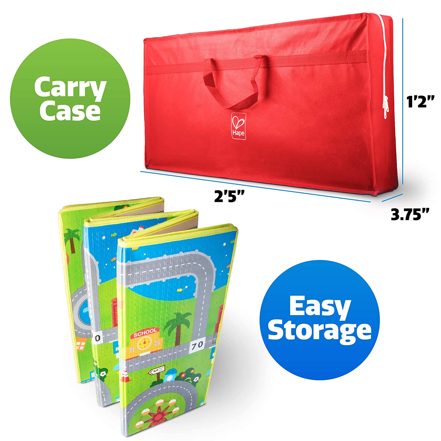 Hape E8372 Large 2 Sided Reversible Baby Activity Foam Foldable Play Mat (Refurbished)
