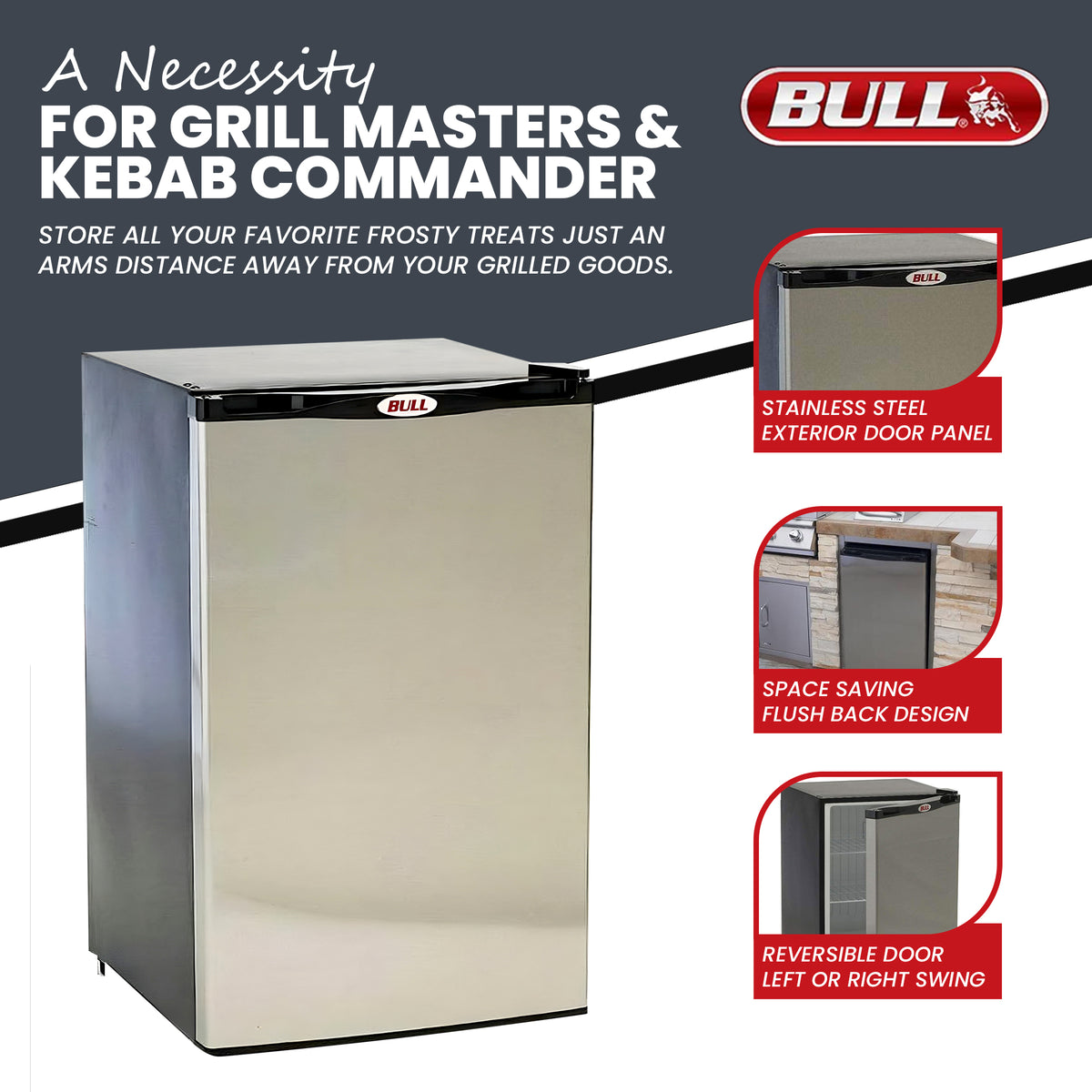 Bull Outdoor Products Outdoor Kitchen Refrigerator, Stainless Steel (Defective)