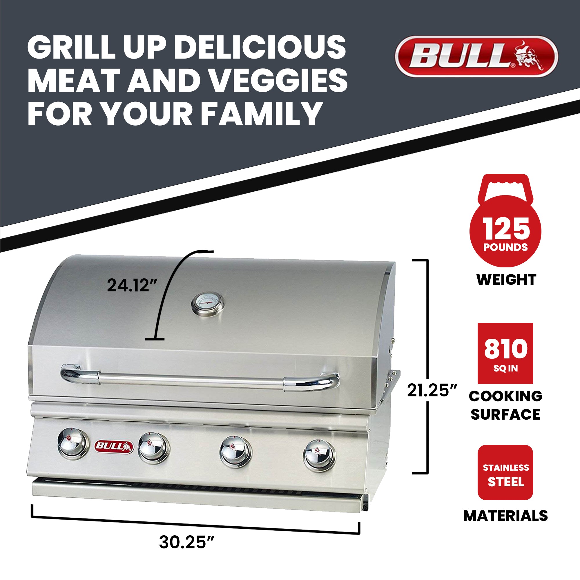 Bull Outdoor Products Liquid Propane Outlaw Drop-In Steel Barbecue Grill Head - VMInnovations