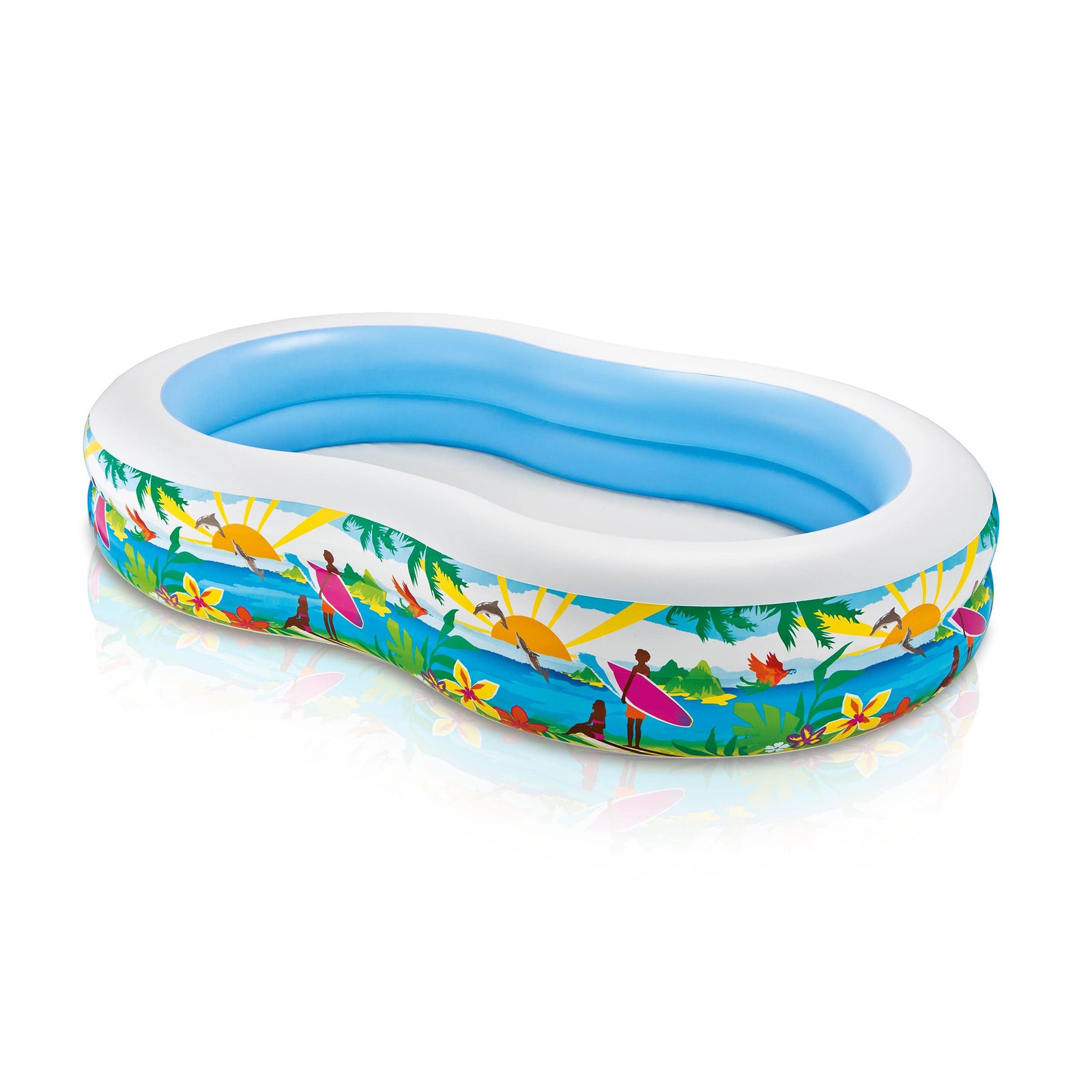 Intex 8.6ft x 5.25ft x 18in Swim Center Inflatable Ocean Side Swimming Pool - VMInnovations