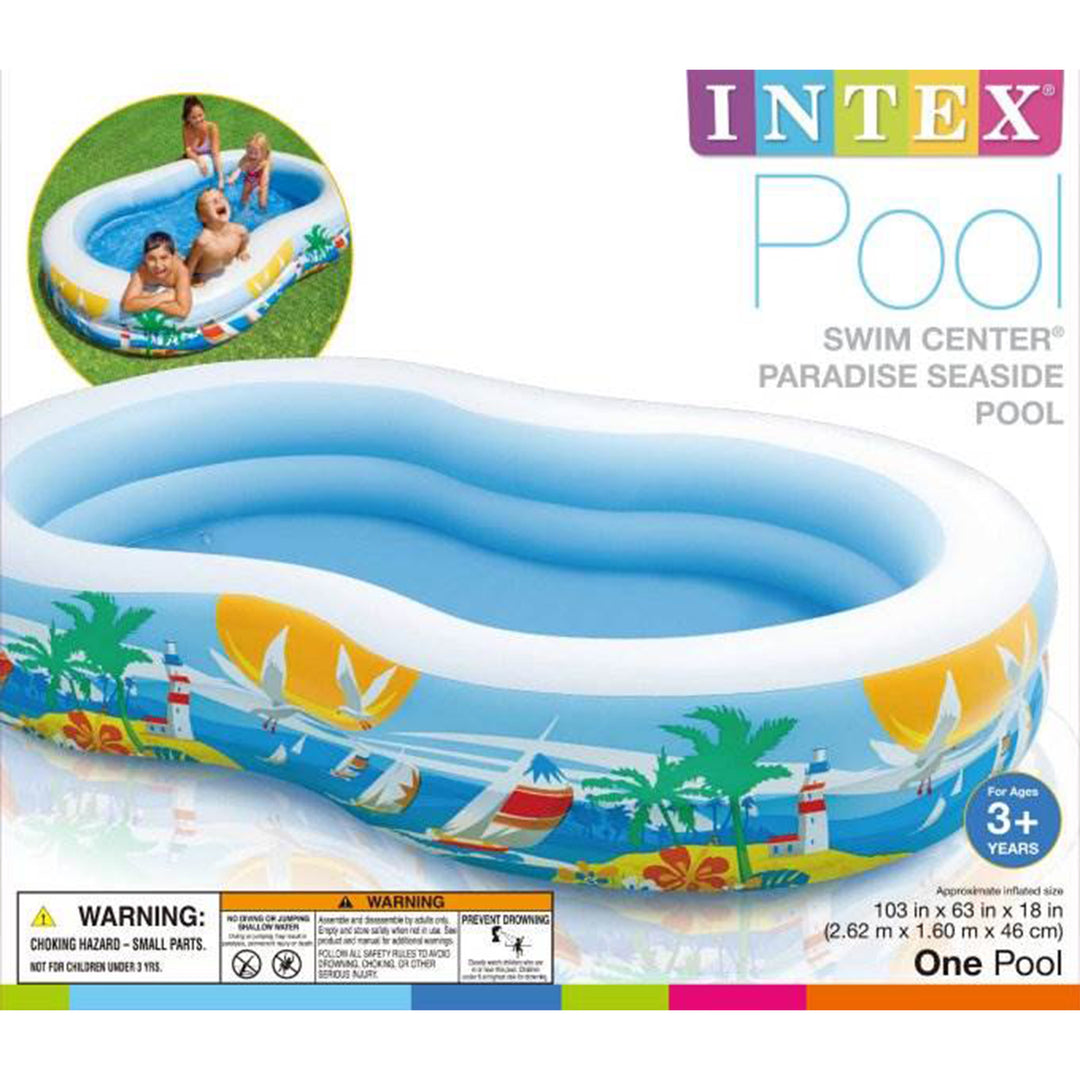 Intex 8.6ft x 5.25ft x 18in Swim Center Inflatable Ocean Side Swimming Pool - VMInnovations