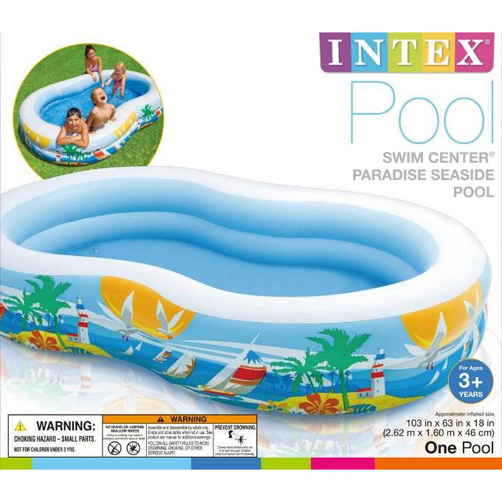 Intex 8.6ft x 5.25ft x 18in Swim Center Inflatable Ocean Side Swimming Pool - VMInnovations