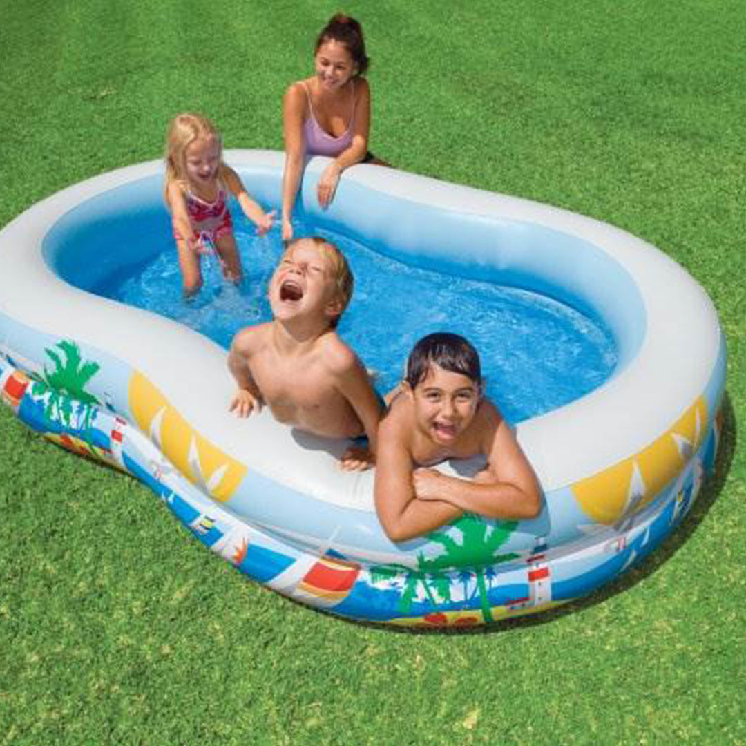 Intex 8.6ft x 5.25ft x 18in Swim Center Inflatable Ocean Side Swimming Pool - VMInnovations