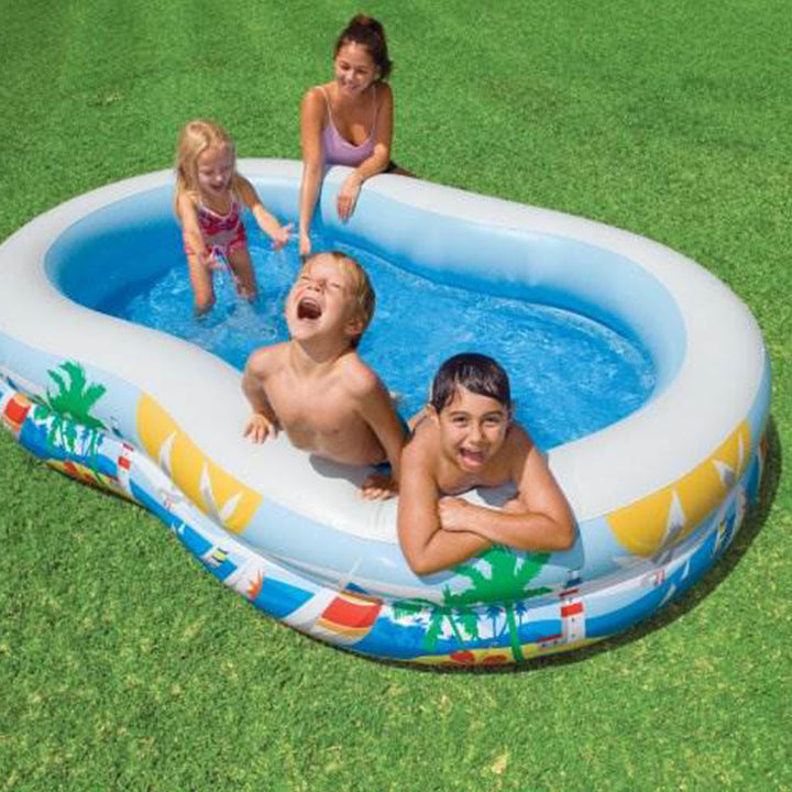 Intex 8.6ft x 5.25ft x 18in Swim Center Inflatable Ocean Side Swimming Pool - VMInnovations