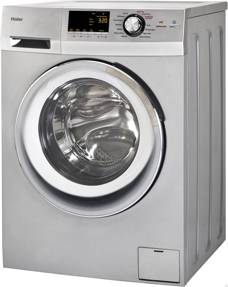 Haier 24-Inch Wide Front Load Washer And Dryer Combination, Silver  | HLC1700AXS