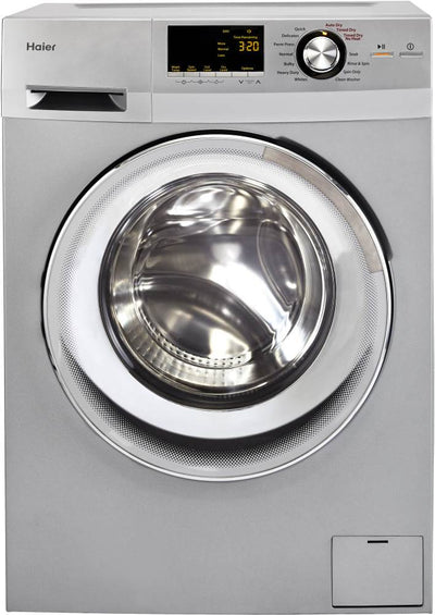 Haier 24-Inch Wide Front Load Washer And Dryer Combination, Silver  | HLC1700AXS
