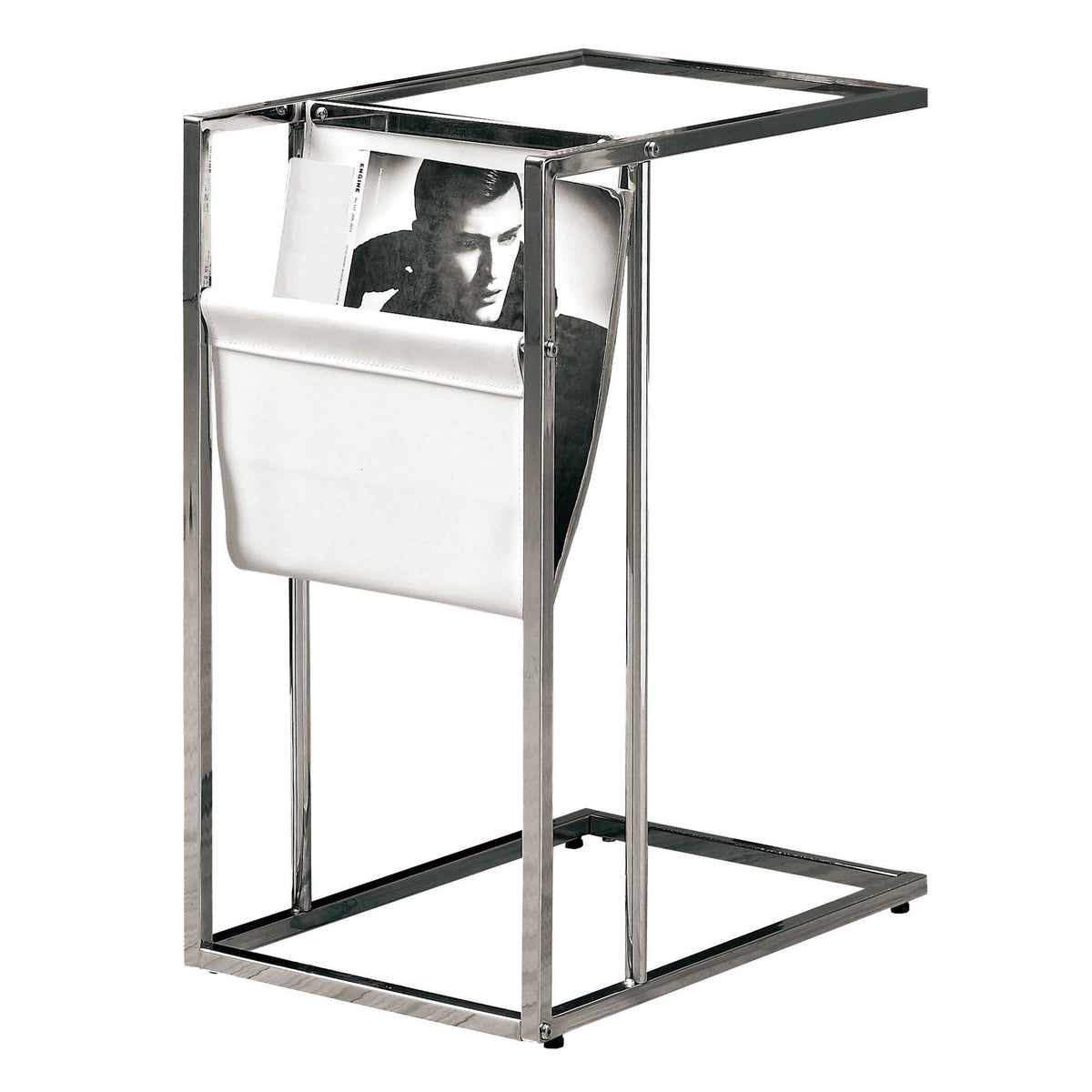 Monarch Specialties Accent Glass Side End Table with Magazine Rack (Open Box)