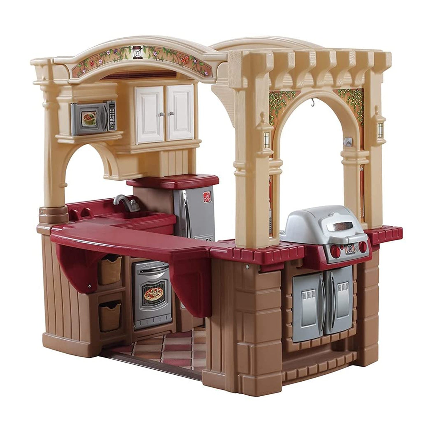 Step2 Grand Walk In Kitchen and Grill Large 103 Piece Kids Playset Toy, Ages 2+