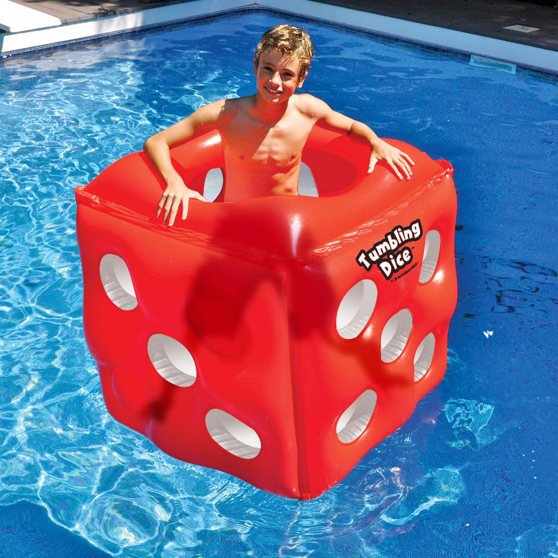 Swimline Tumbling Dice Inflatable Cube Ride On Swimming Pool Float, Red | 90733 - VMInnovations