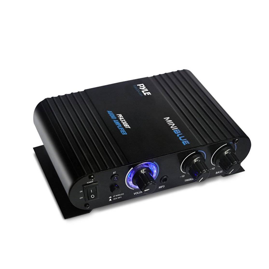 Pyle 90 Watt 8 Ohm Bluetooth Mini Blue Compact Studio Class T Amplifier (3 Pack)