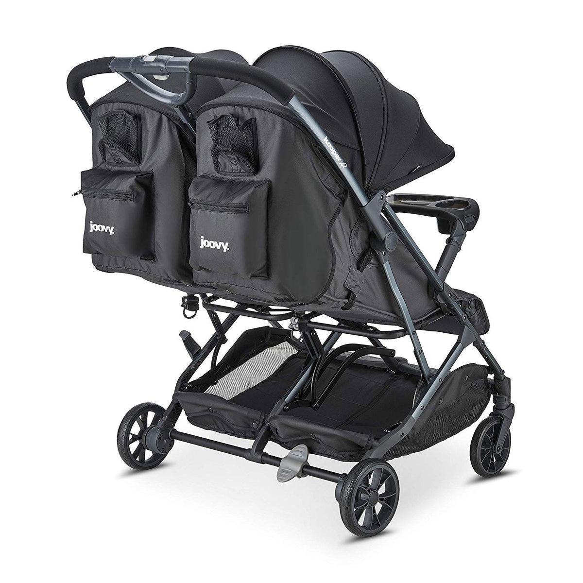 Joovy X2 Double Folding Adjustable Recline Portable Stroller, Gray (Open Box)