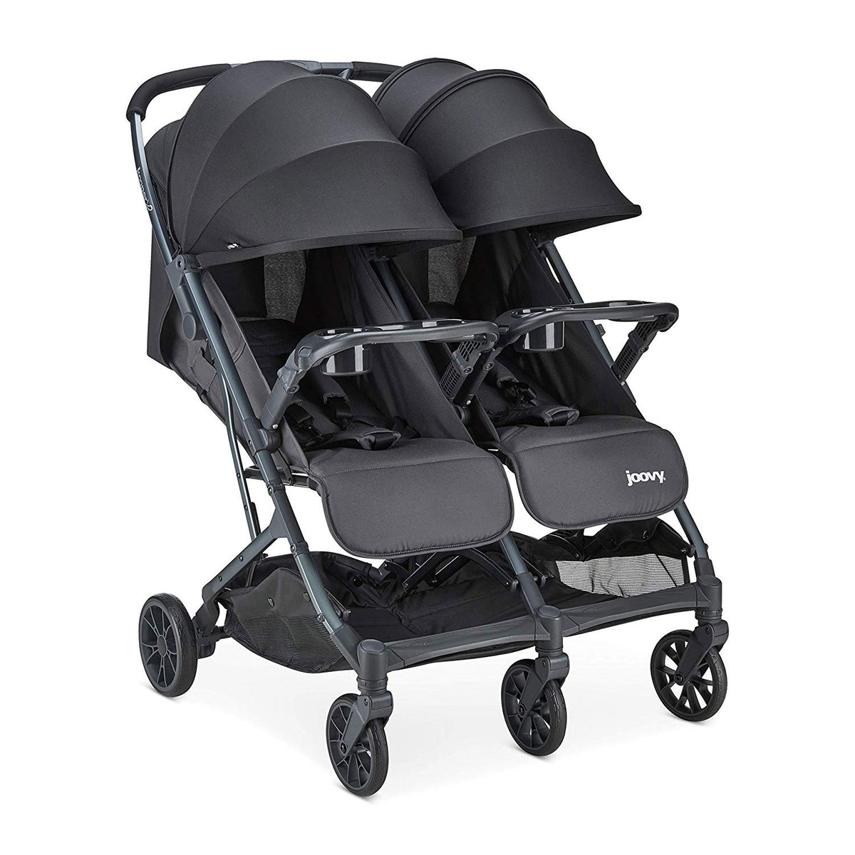 Joovy X2 Double Folding Adjustable Recline Portable Stroller, Gray (Open Box)