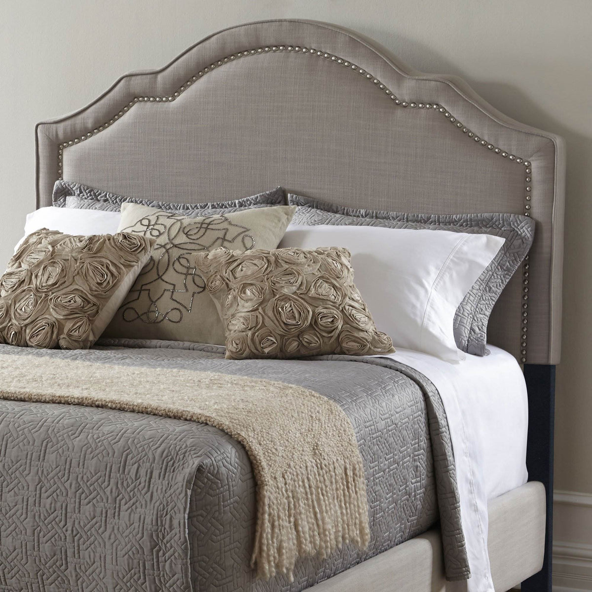 Pulaski Accentrics Home Shaped Nailhead Upholstered Headboard, Queen | Open Box